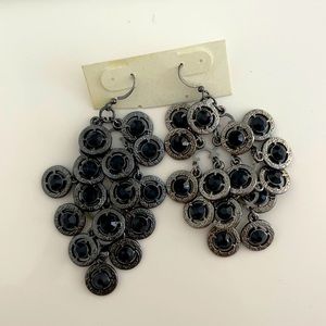 Black and silver drop earring